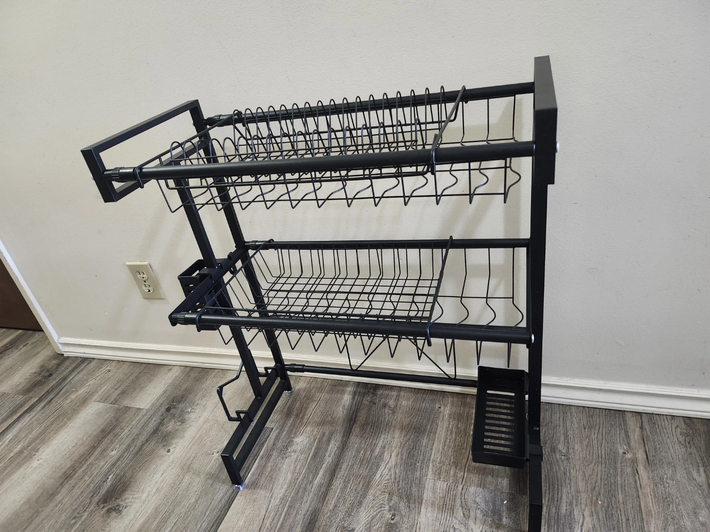 Two-Tier Black Metal Dish Rack with Cutlery Holder - photo 2