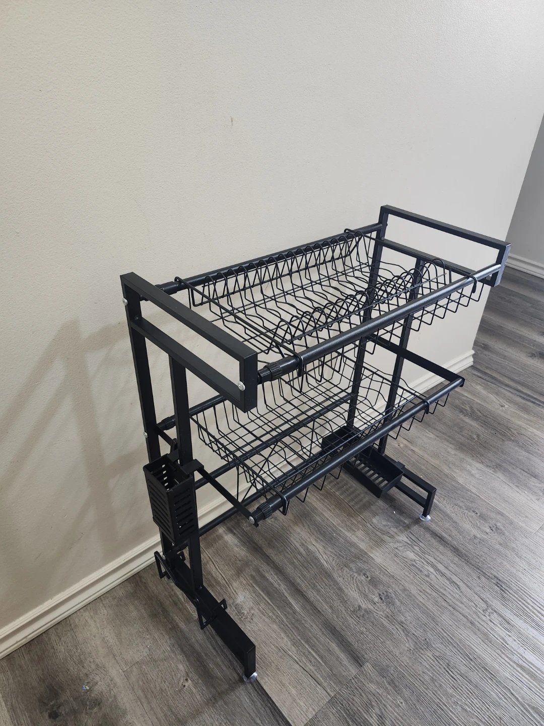 Two-Tier Black Metal Dish Rack with Cutlery Holder - photo 3