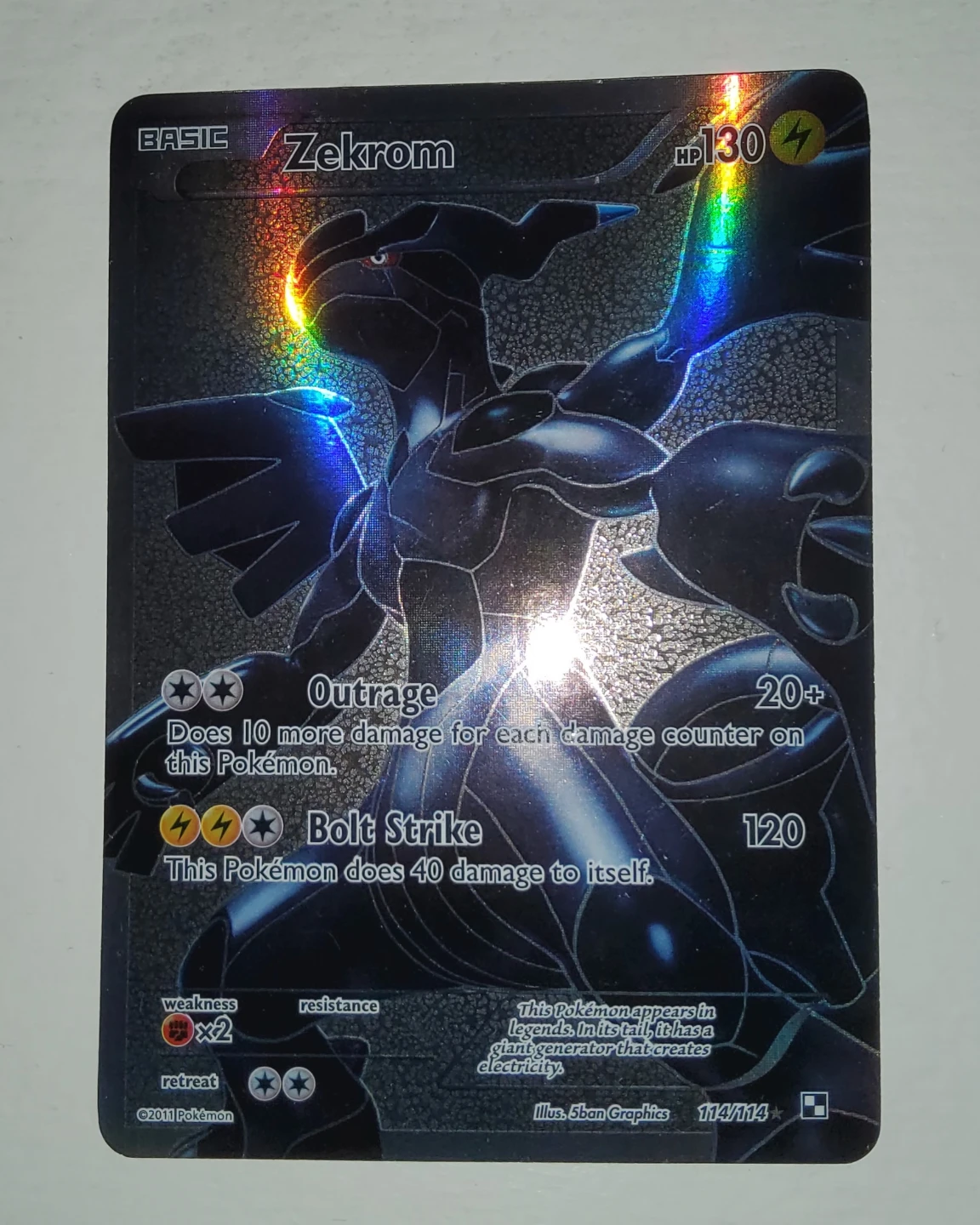 Zekrom 114/114 2011 Black & White Base Set Pokemon Card Full Art
