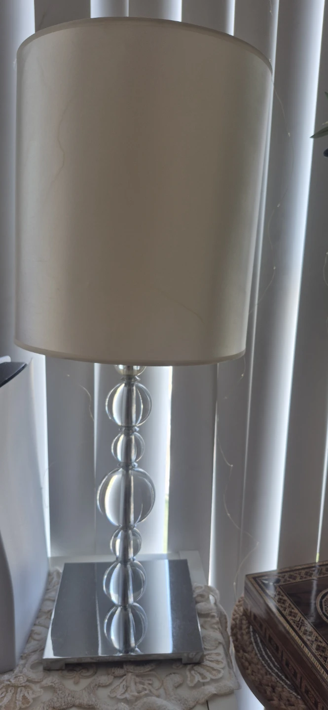 2 Clear Sphere Accent Table Lamp with Cream Shade