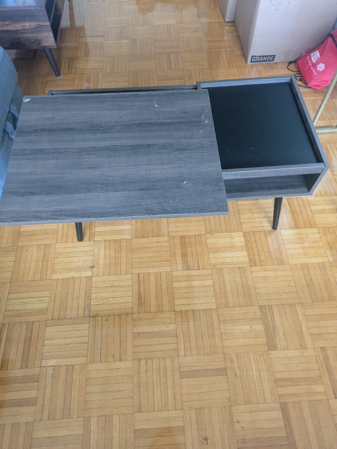 Modern dark Wood Grain Coffee Table with Storage - photo 2