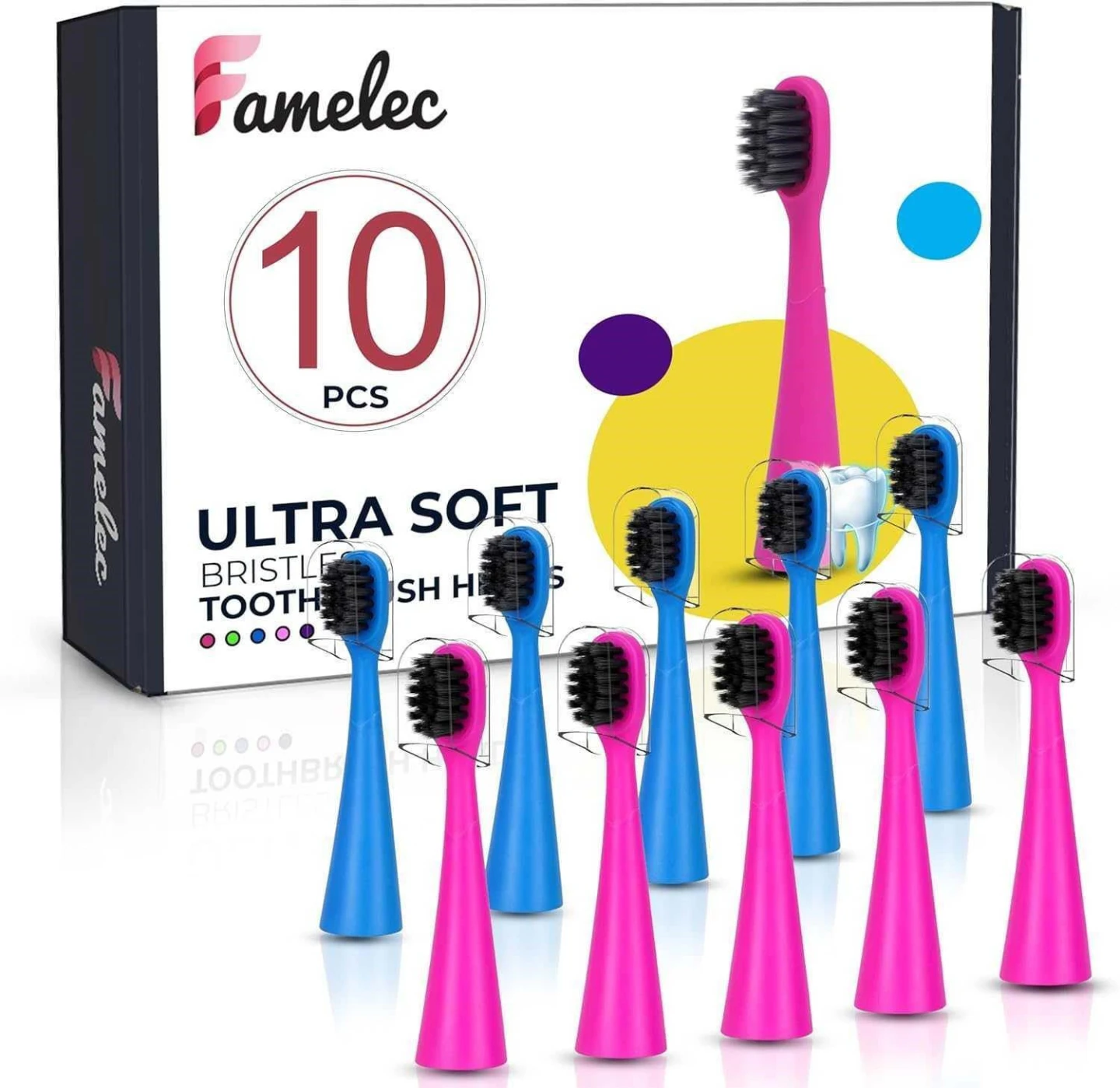 Famelec 10 Pcs Ultra Soft Toothbrush Heads
