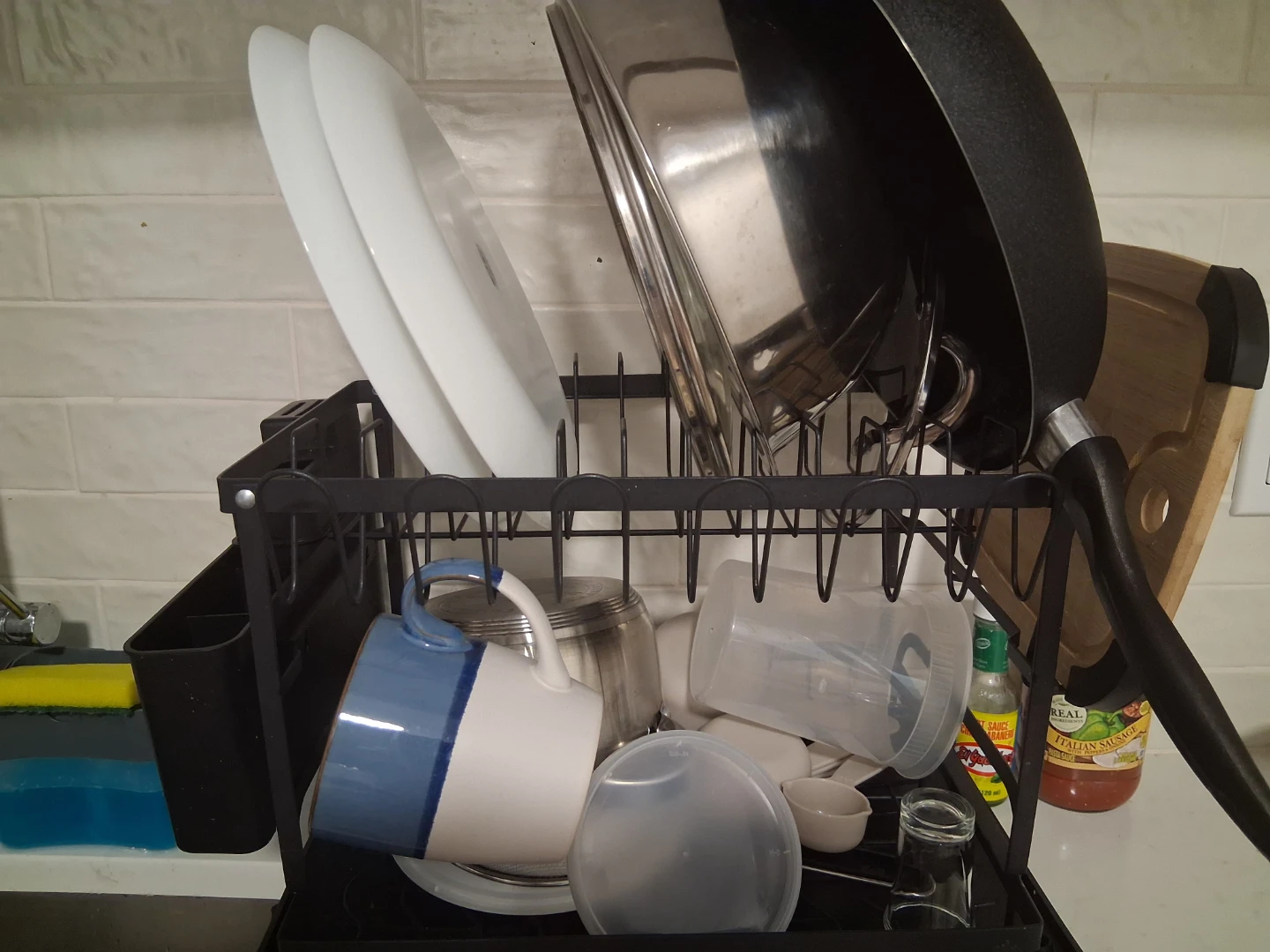 Black 2-Tier Dish Drying Rack with Utensil Holder - photo 3