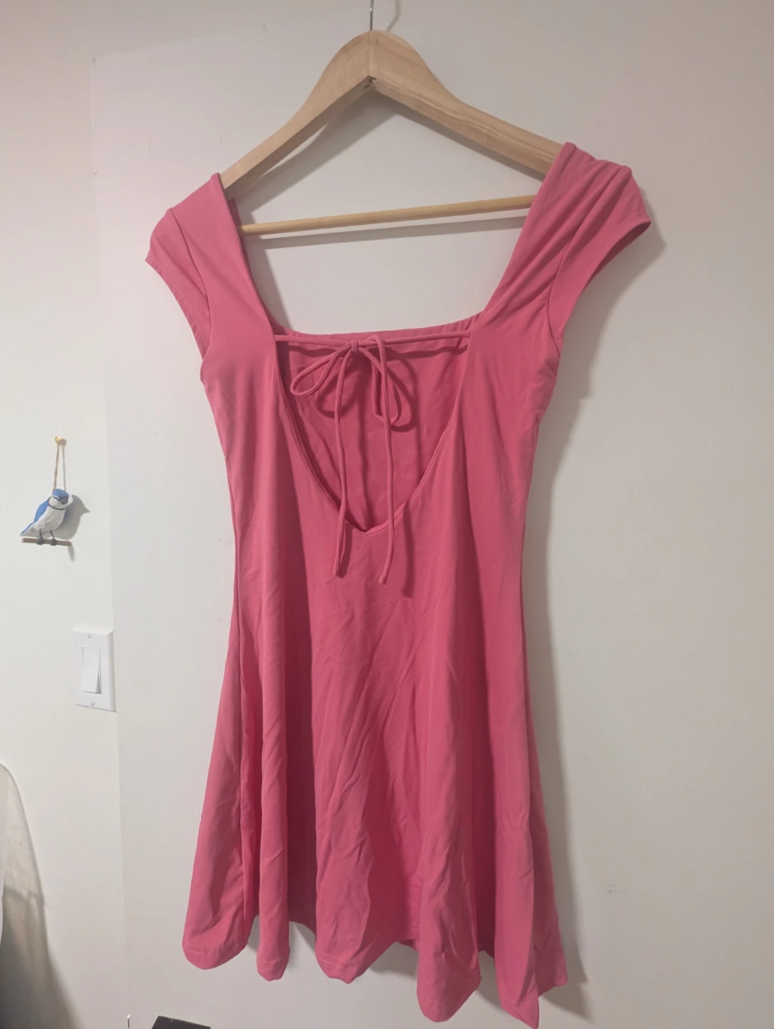 Pink mini dress with tie back - photo 2