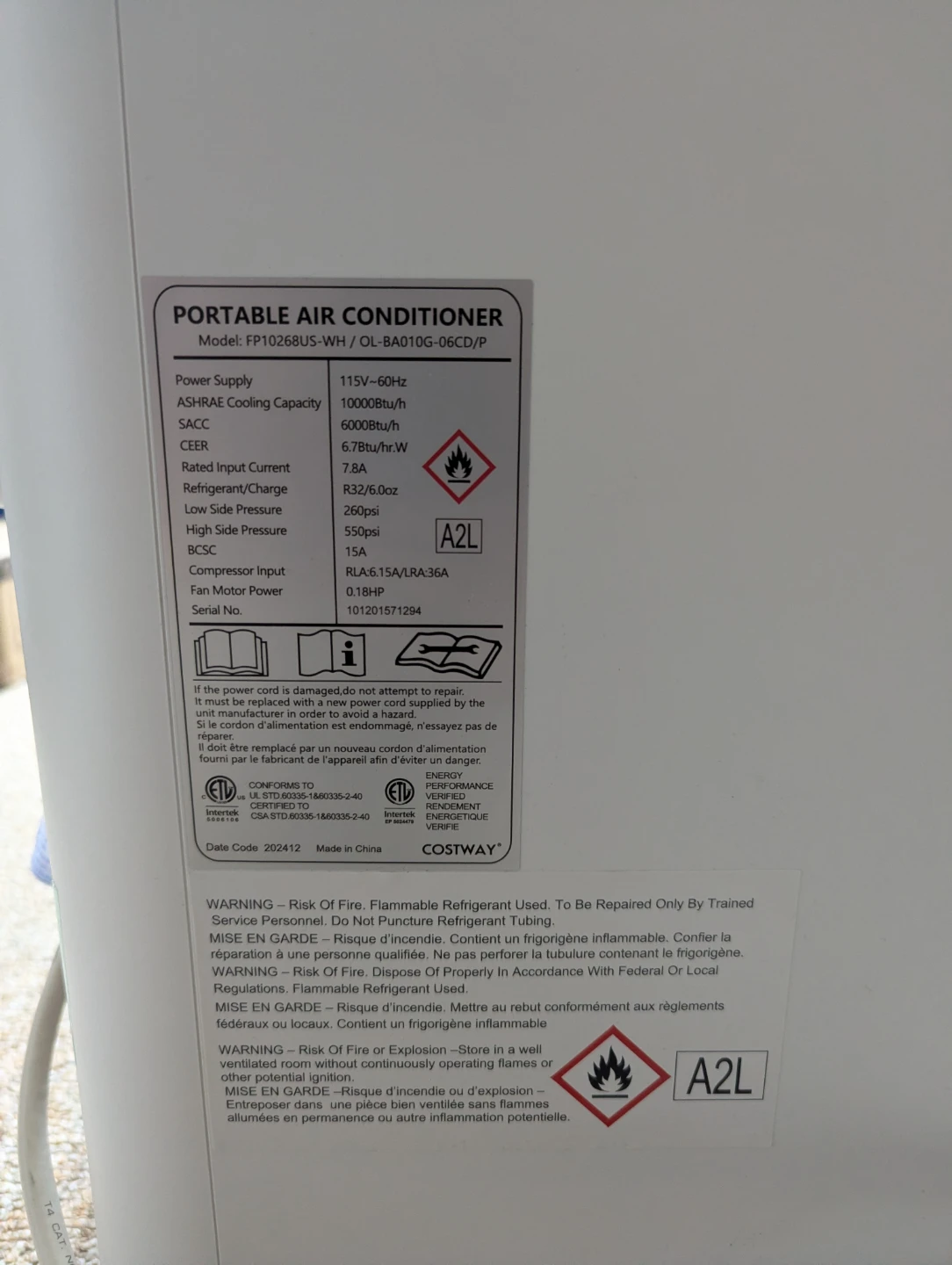 Costway 10,000 BTU Portable Air Conditioner (3-in-1) - photo 4