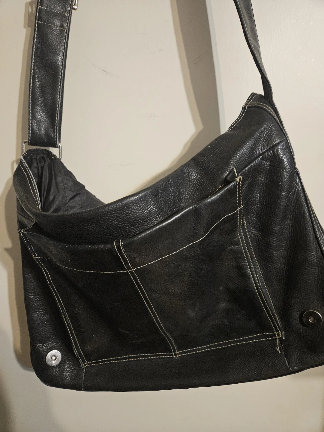 Black Leather messenger Bag - photo 2