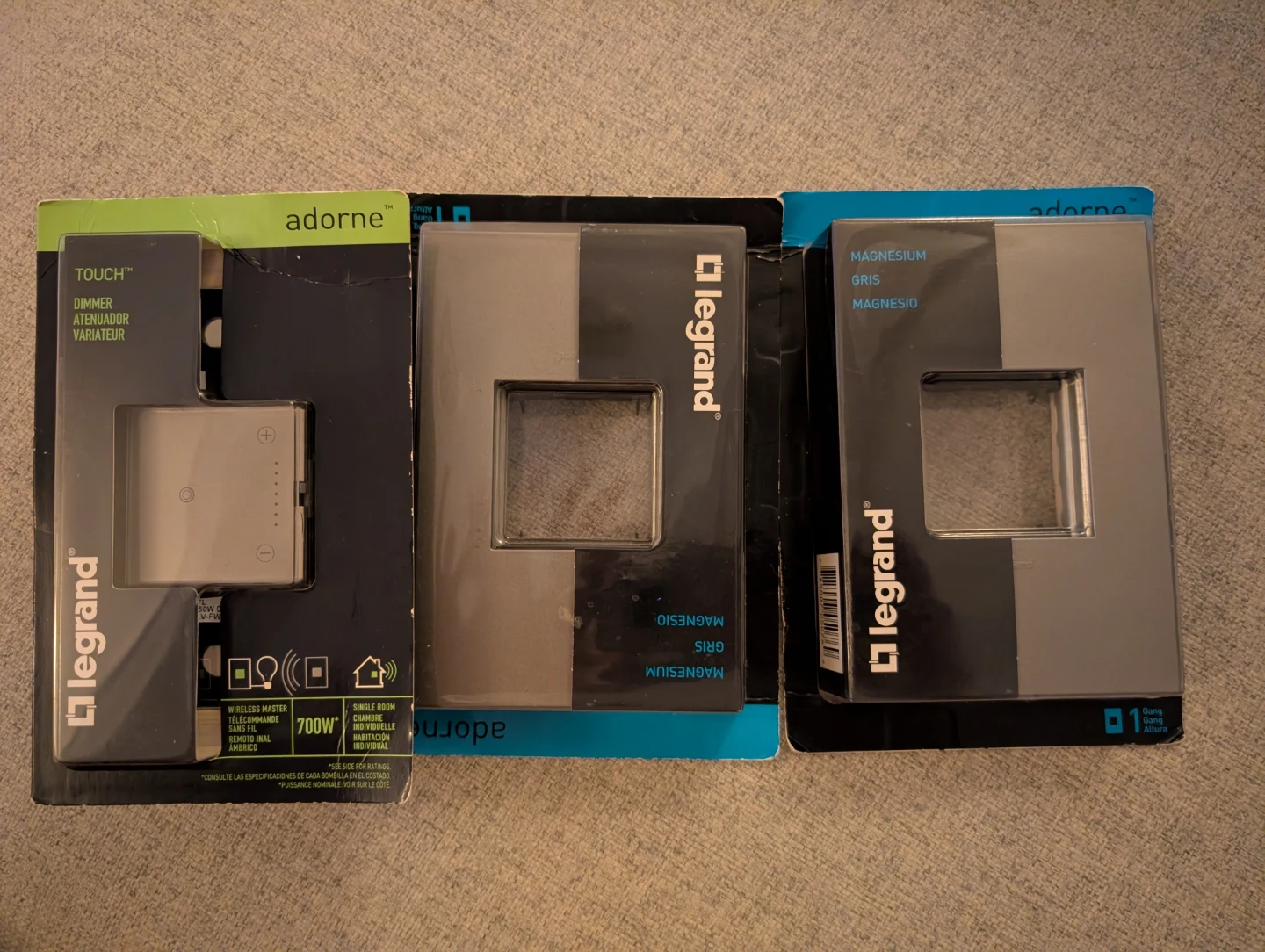 New Legrand Adorne Touch Dimmer & Magnesium Wall Plates