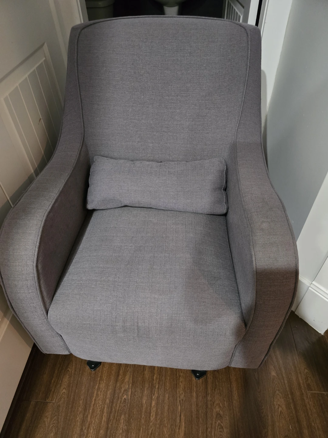 Grey Accent Chair with Pillow