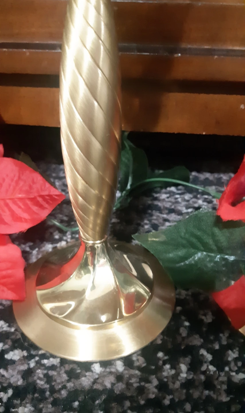 Set of 2 Vintage solid Brass Candlesticks with Glass Holders - photo 3