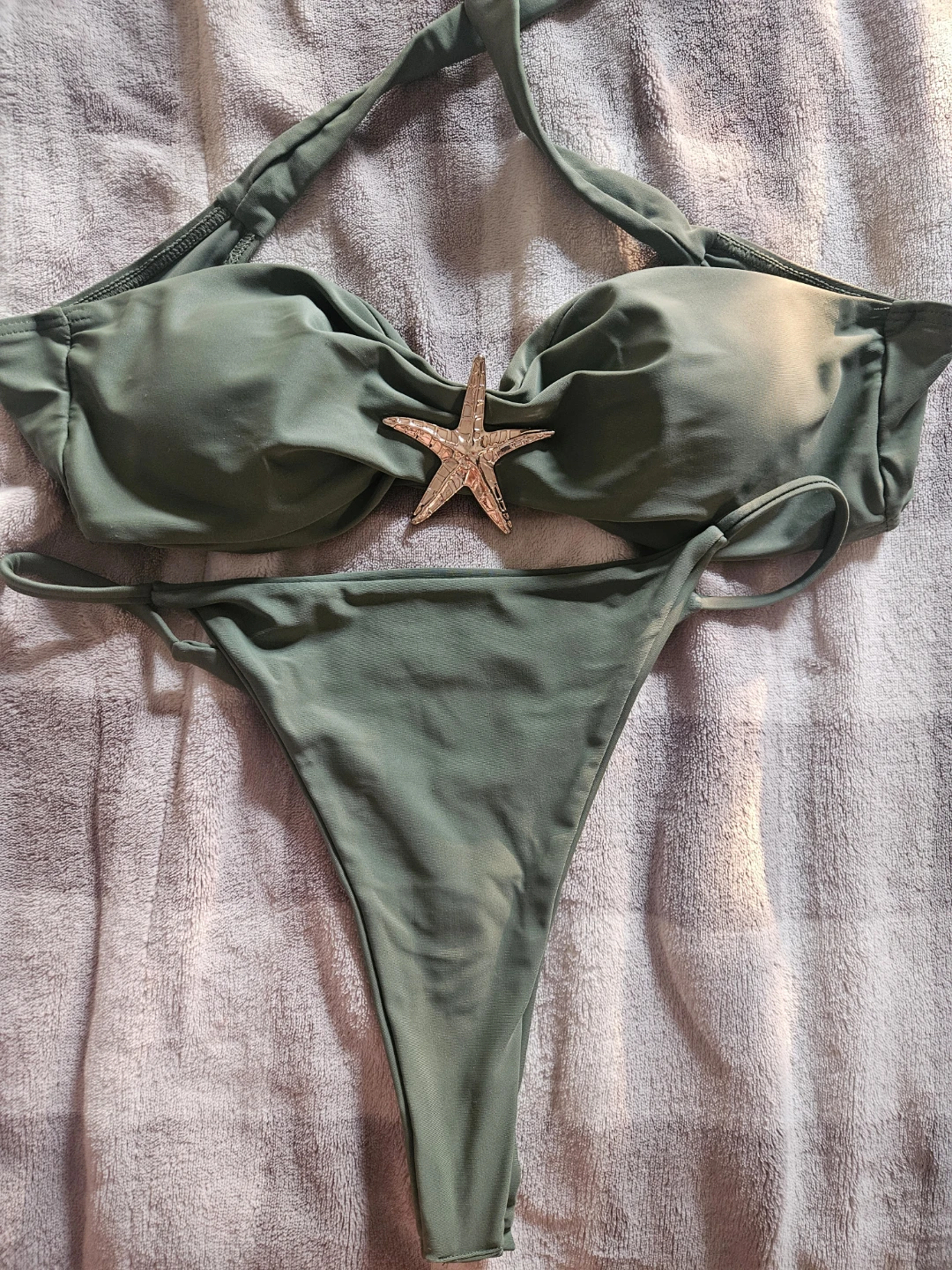 Green bikini with starfish detail