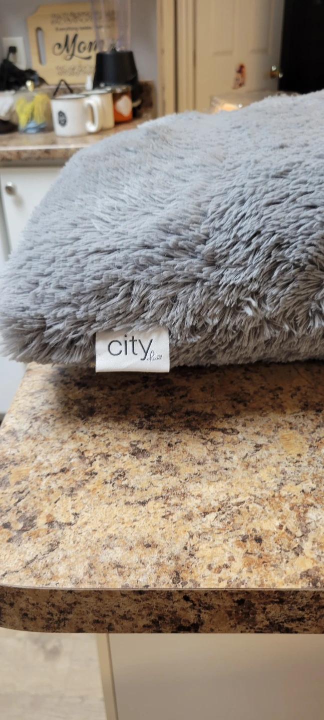 4. -City Comfort Faux Fur Throw Pillow - Grey - photo 4