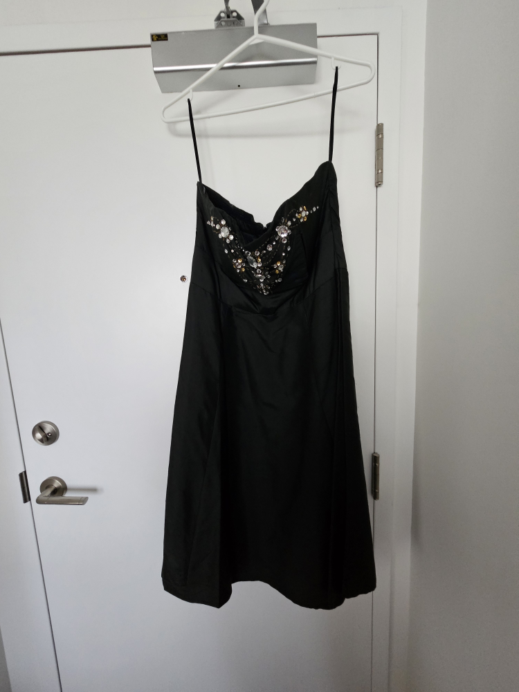 Black Strapless Dress with Embellishments