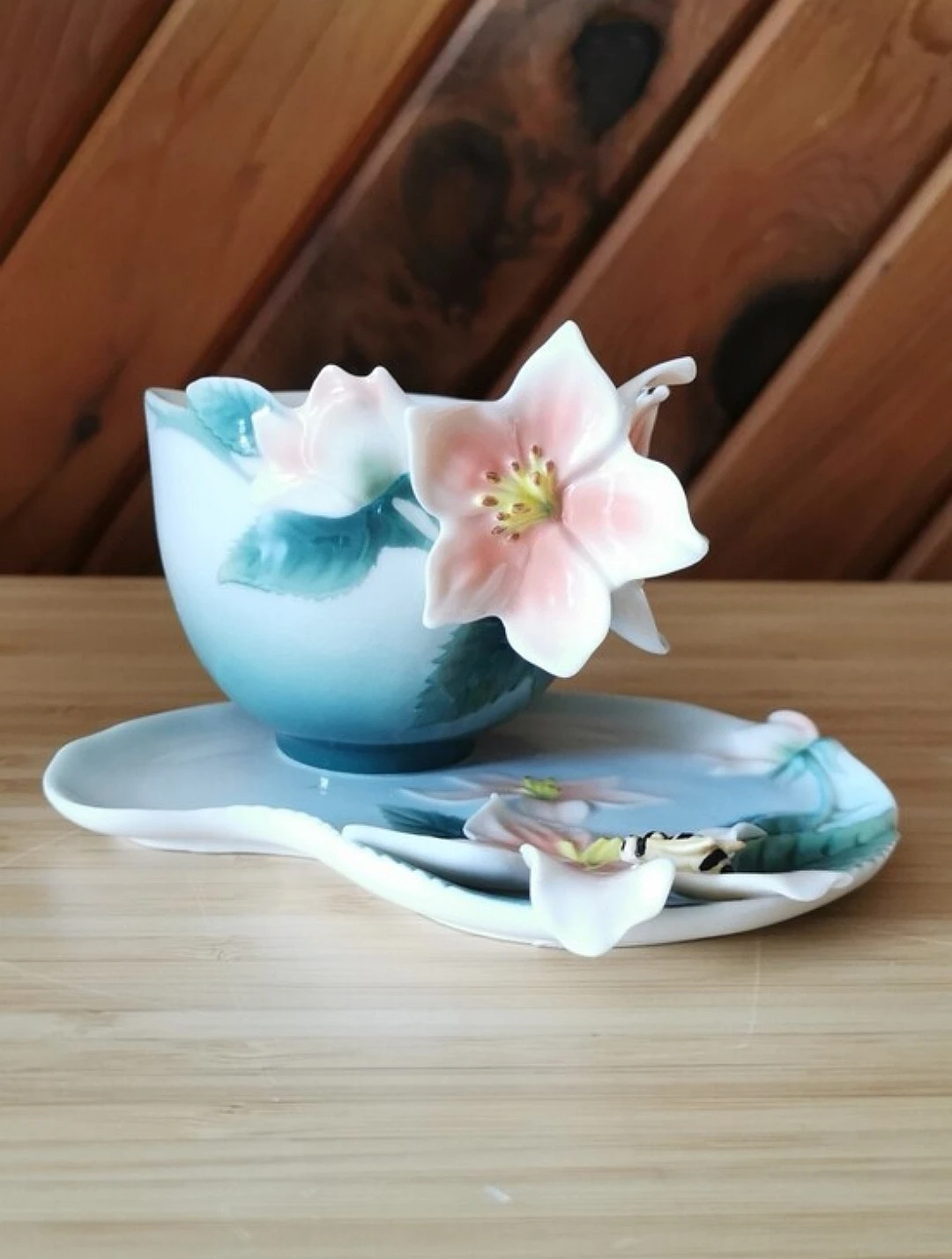 Franz Bee & Apple Blossom Cup & Saucer Jen Woo Hand Painted - photo 2