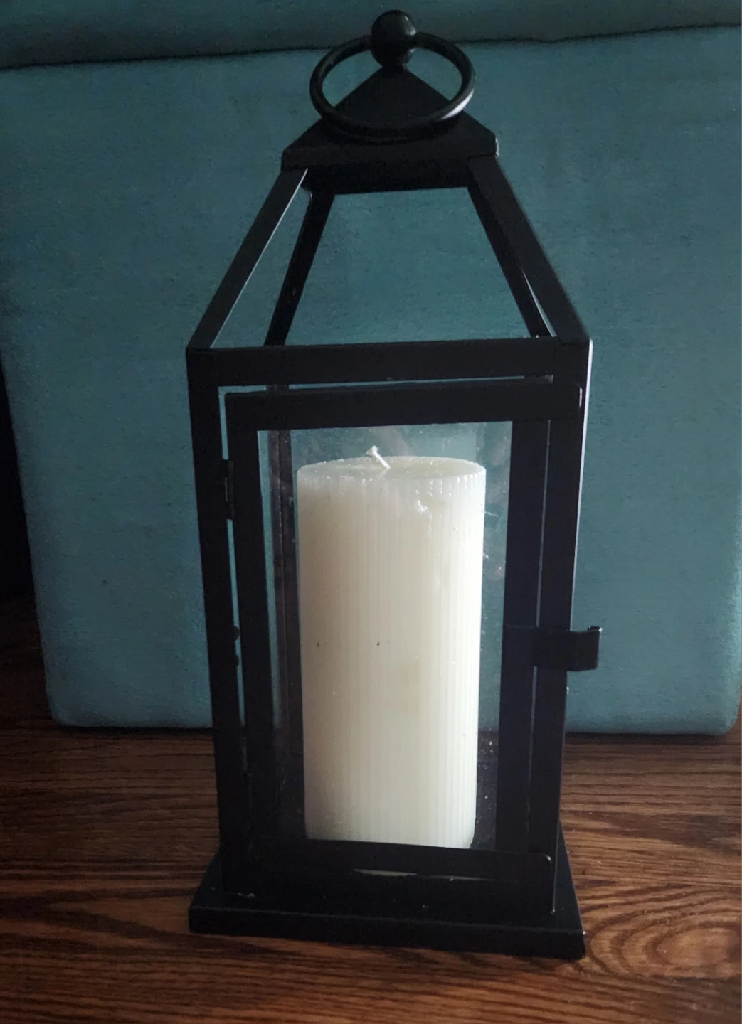 Large Metal Lantern with Candle