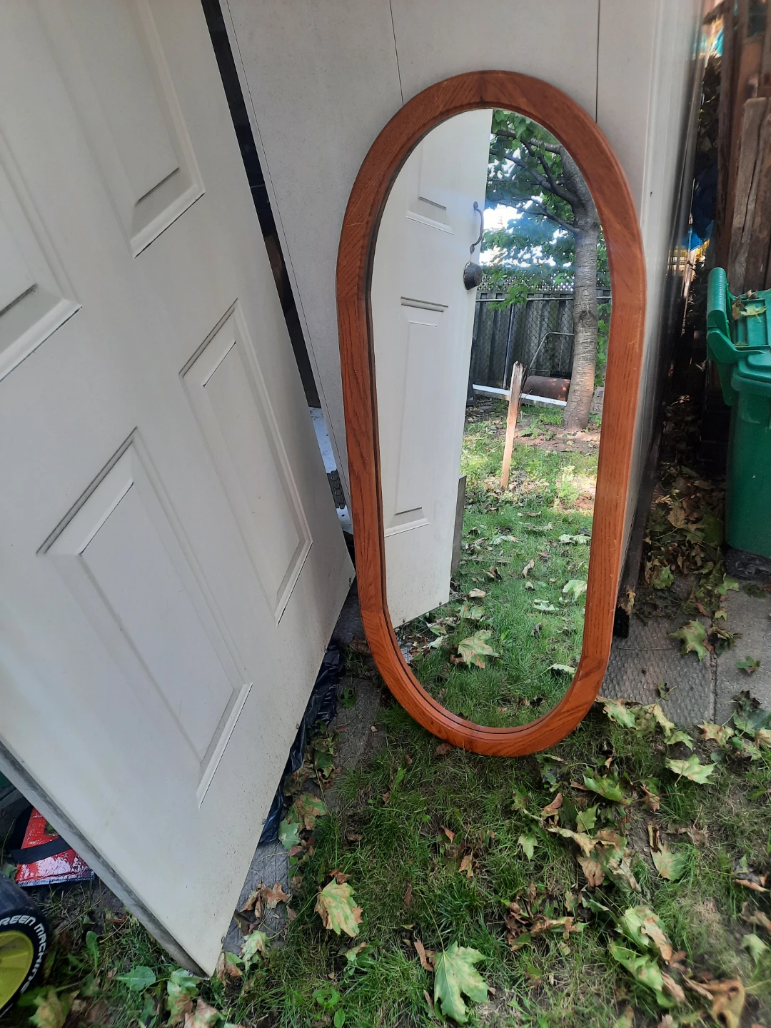 Oval Wood Framed Mirror