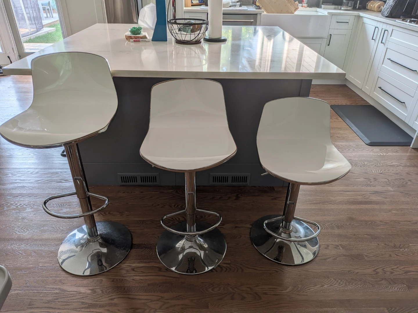 White Adjustable Bar Stools 3 for $100