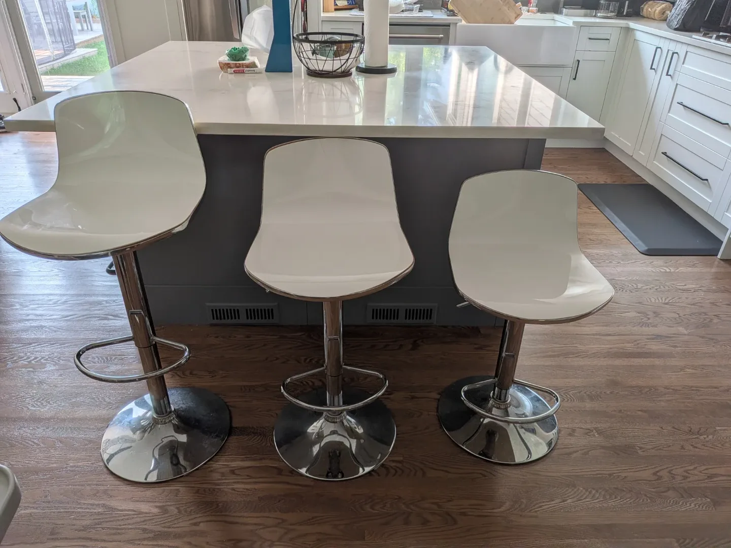 White Adjustable Bar Stools 3 for $100