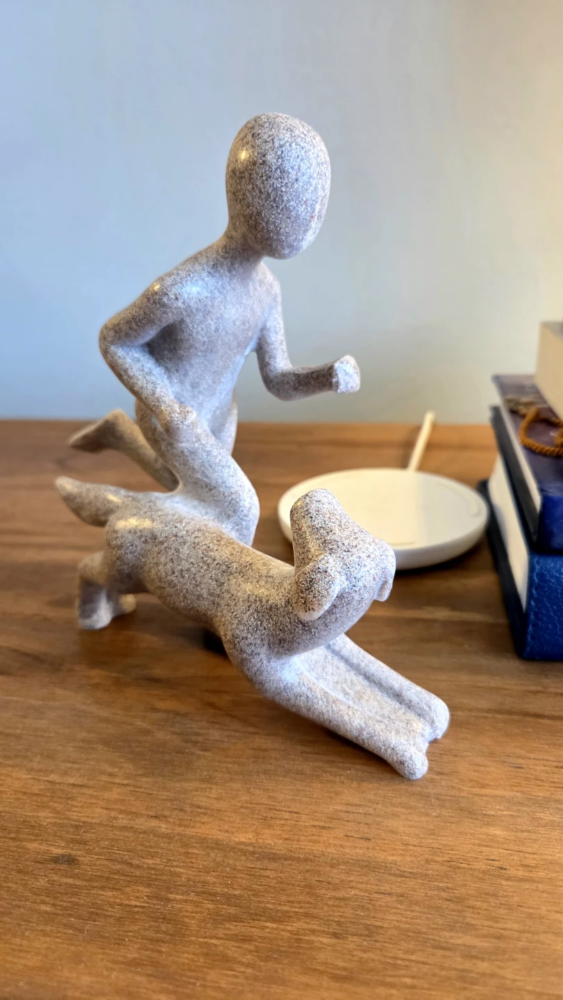 Running Man & Dog Sandstone Statue *new - photo 2