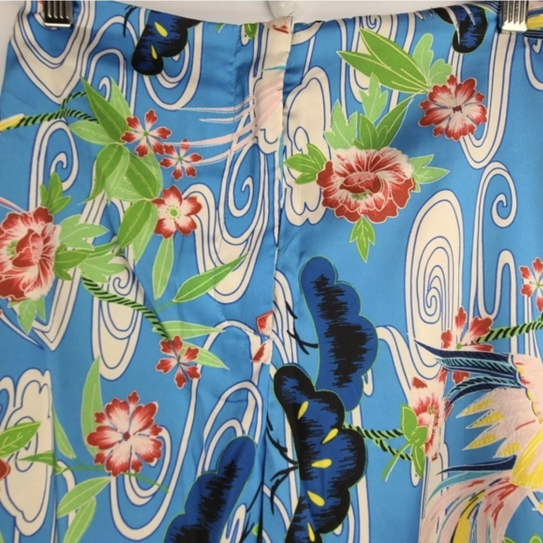 Zara Satin Blue Floral Wide Leg Pants - photo 4