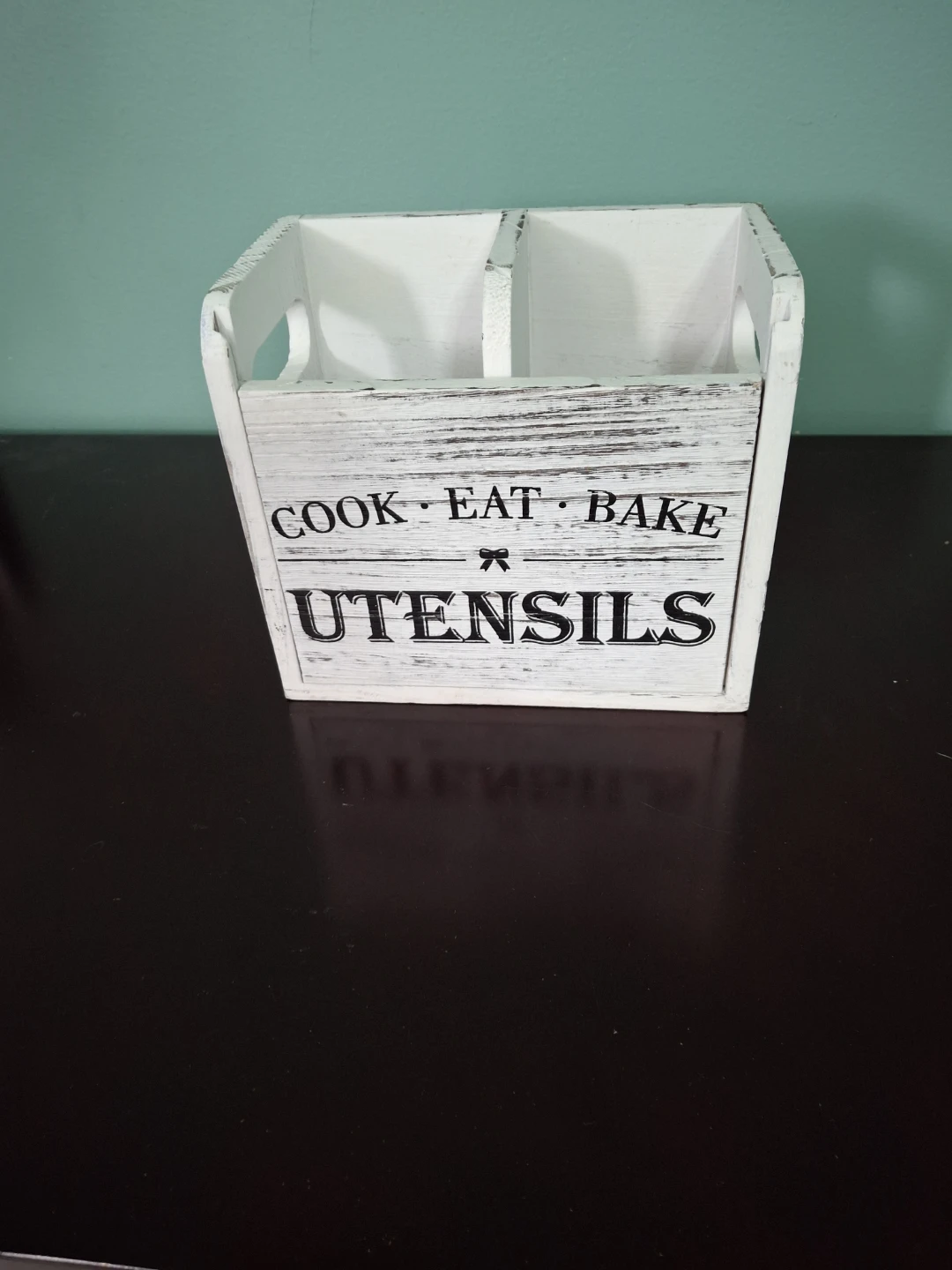 White Wooden Utensil Holder