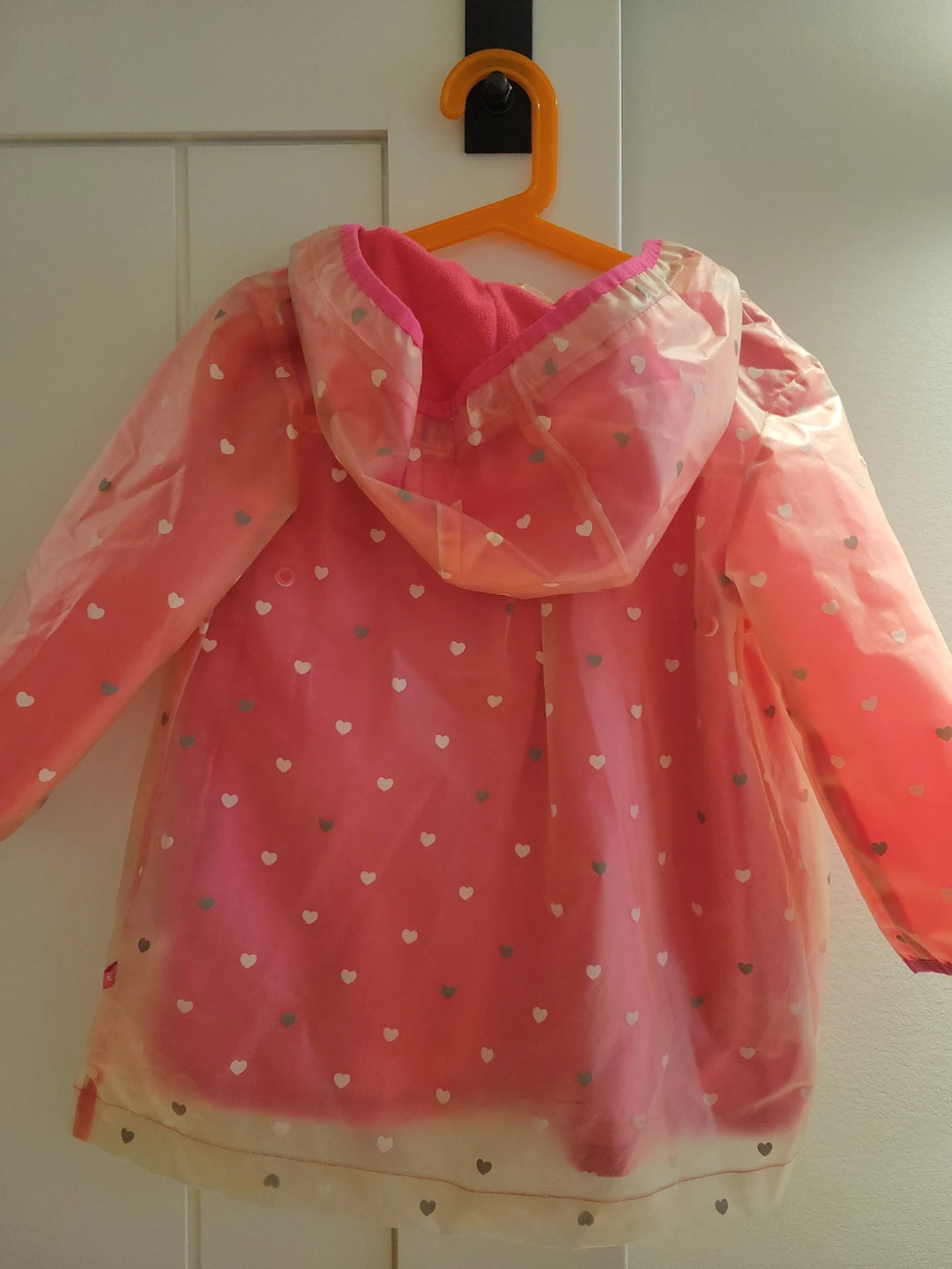 Girl Pink Rain Coat Jacket w hearts - photo 2
