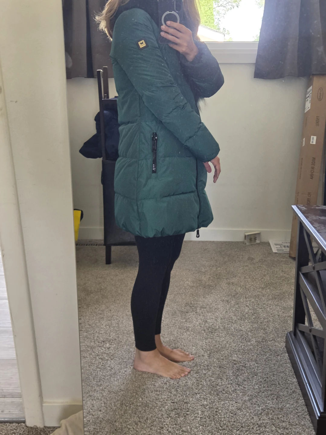 Green Puffer Coat with Fur Collar - Size Small - photo 3