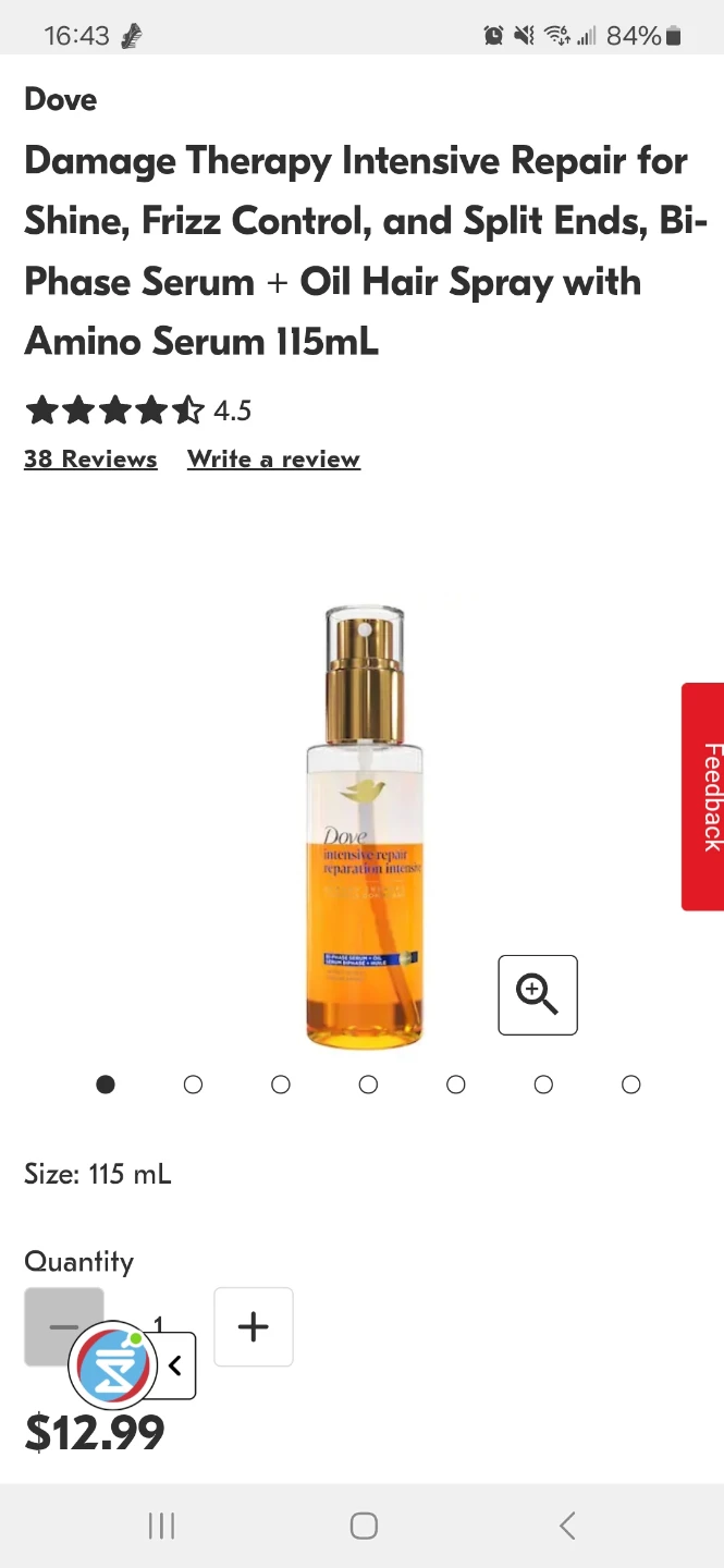 Dove Intensive Repair Bi-phase Serum+Oil (Brand New)