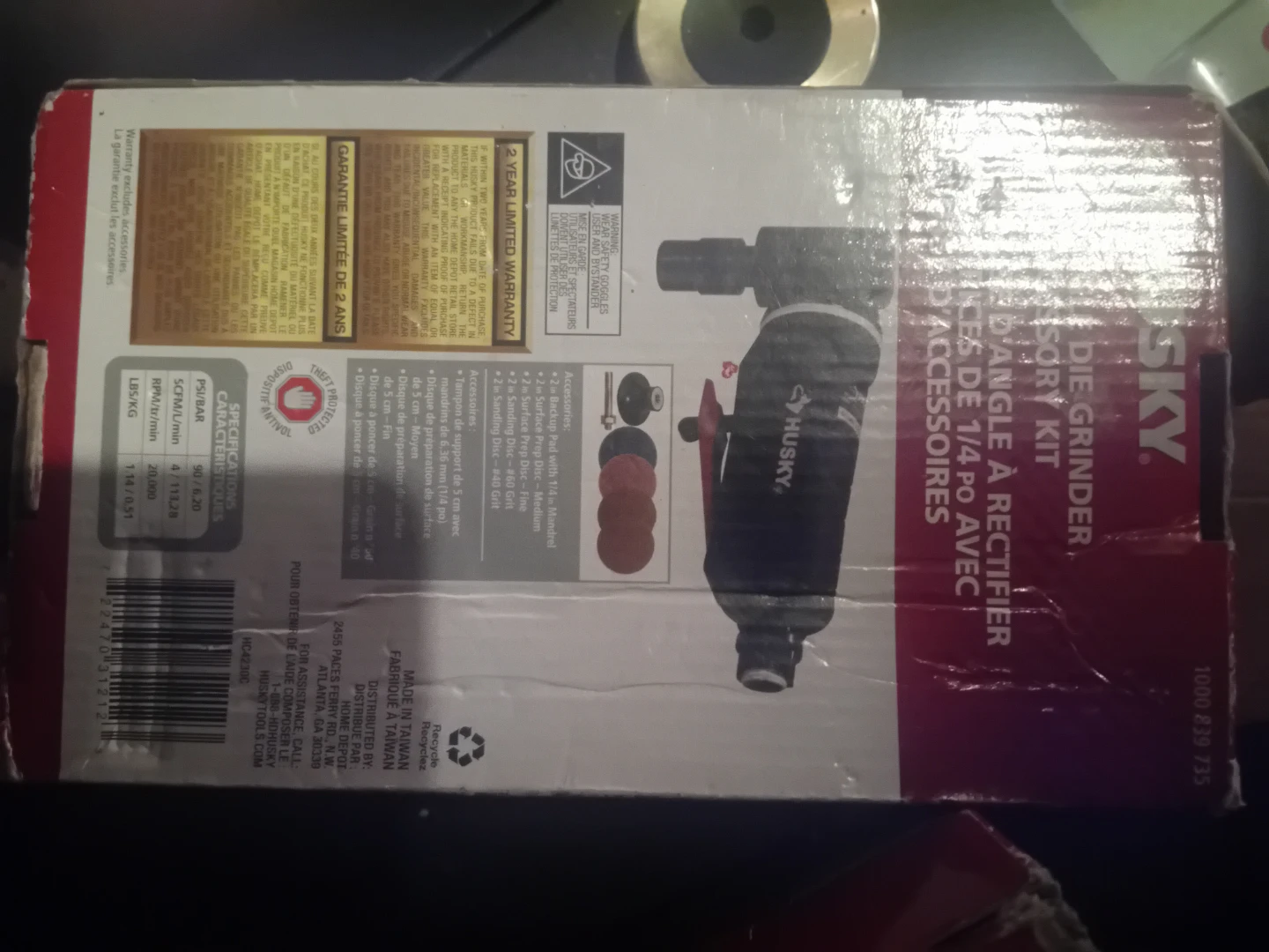 Husky 1/4" Angle Die Grinder with Accessory Kit - photo 2