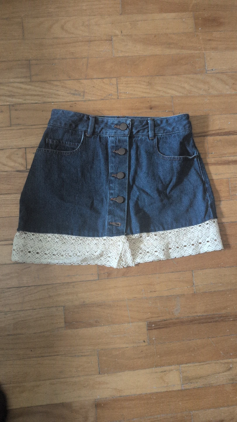 High-waist denim miniskirt