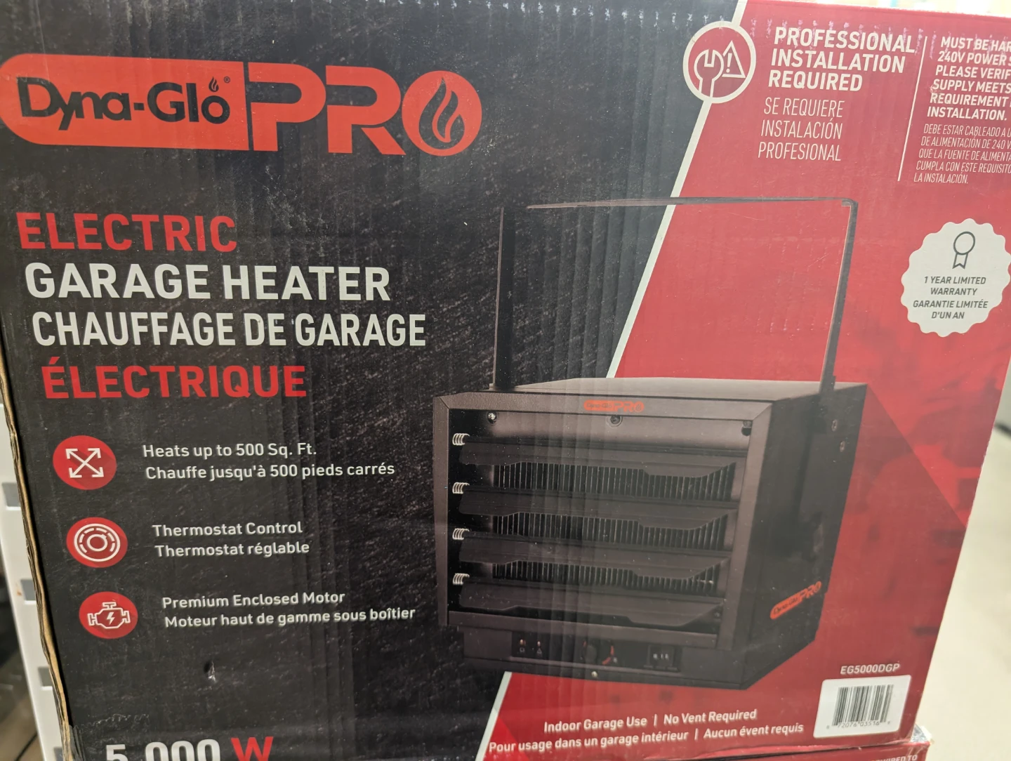 Brand new in box Dyna-Glo PRO Electric Garage Heater 5000W