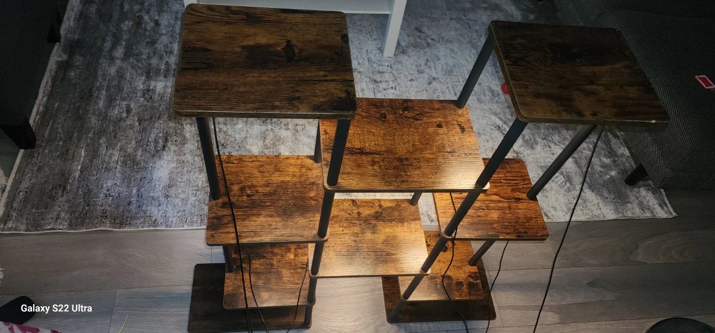 Wood Tiered Plant Stand with Lights - photo 2