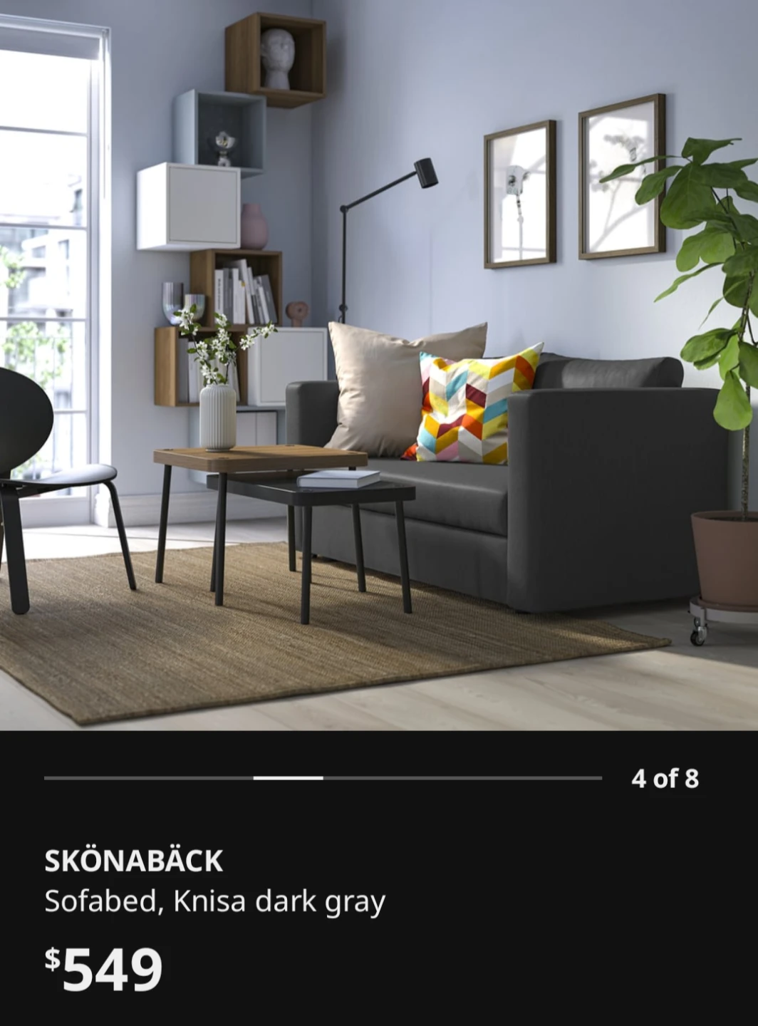 IKEA SKÖNABÄCK Sofa Bed - Knisa Dark Grey