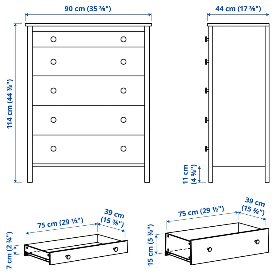 IKEA KOPPANG Chest of 5 drawers, white - photo 4
