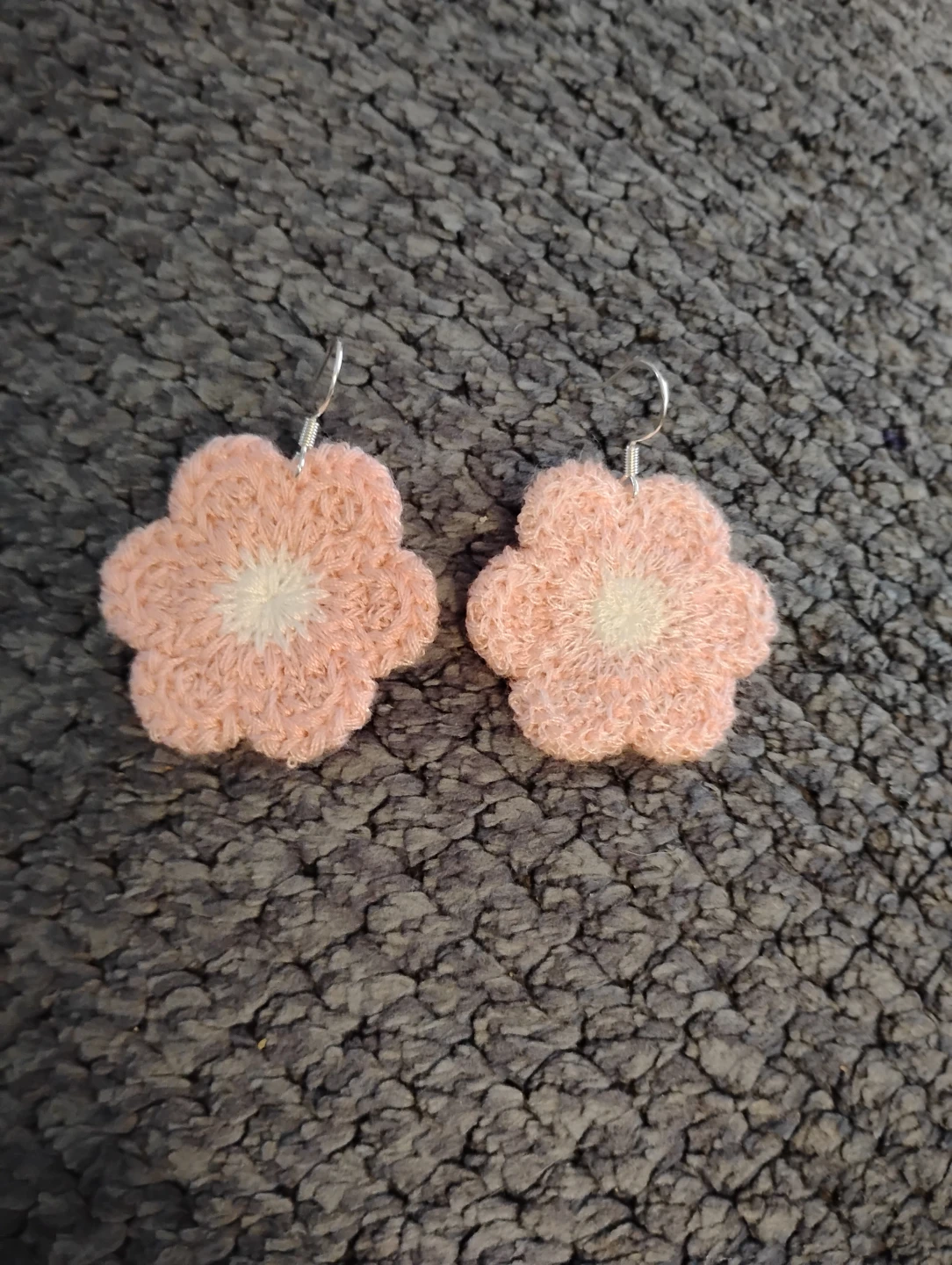 Pink Crocheted Flower Earrings