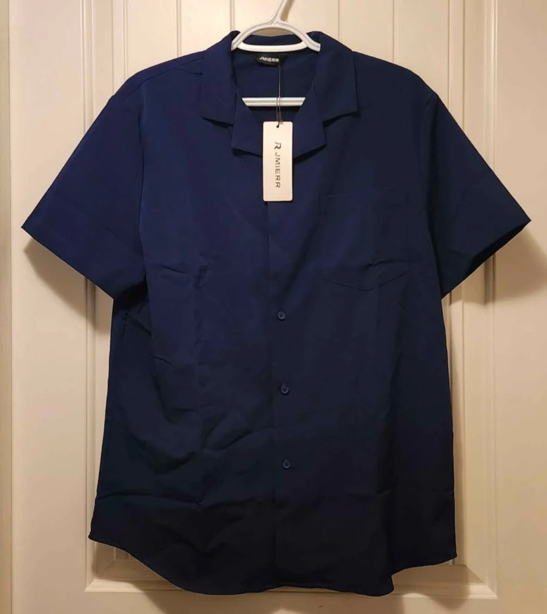 Navy Blue Short Sleeve Button-Up Shirt