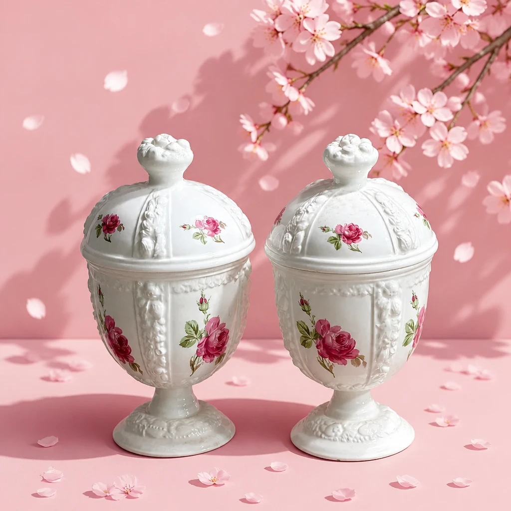 Erphila Bavaria Art Pottery Covered Candy Dish Princess Rose
