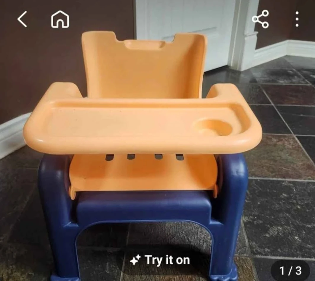 Orange and Blue Plastic Toddler High Chair