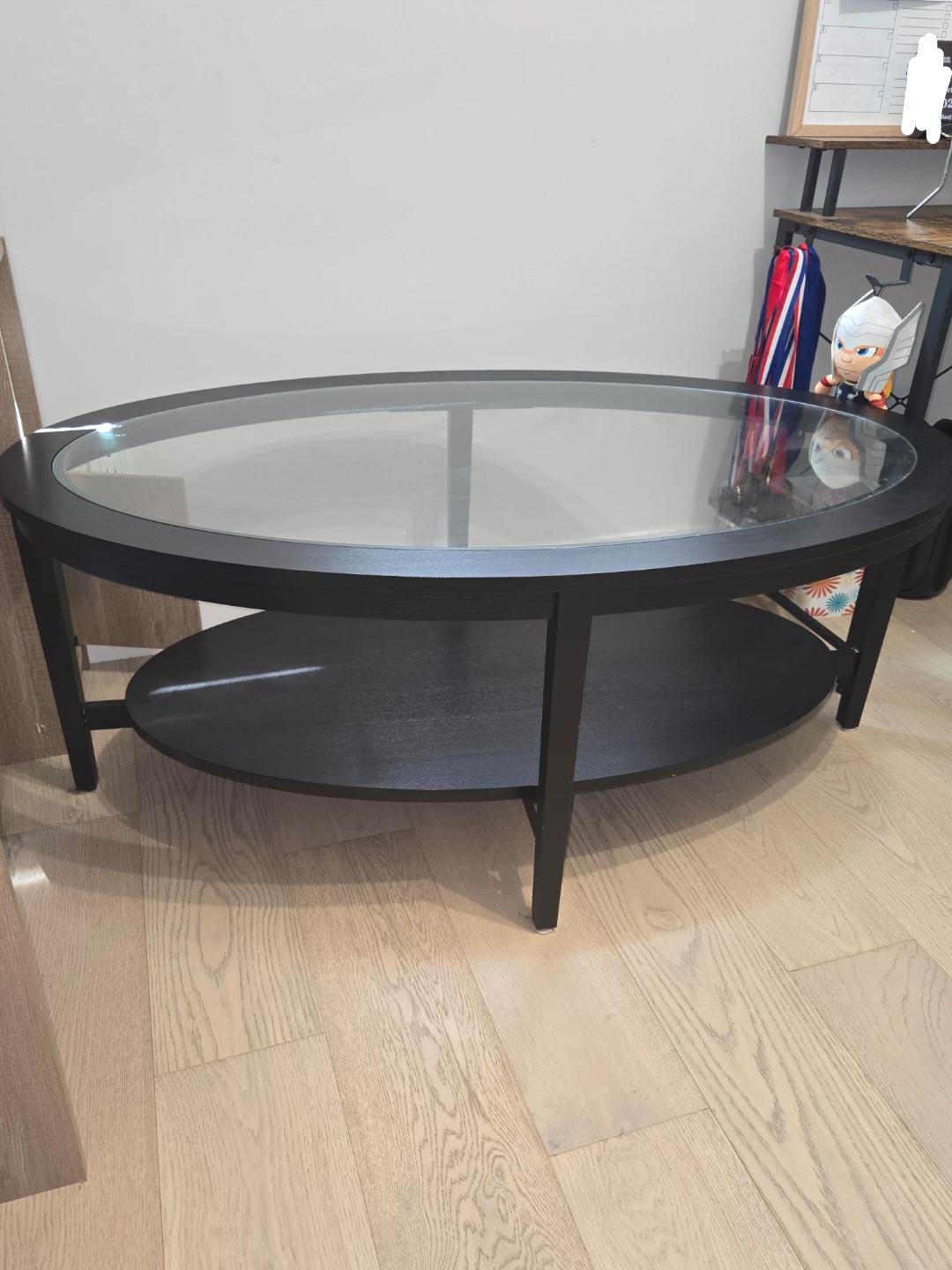 IKEA Oval Coffee Table with Glass Top and Lower Shelf - photo 3