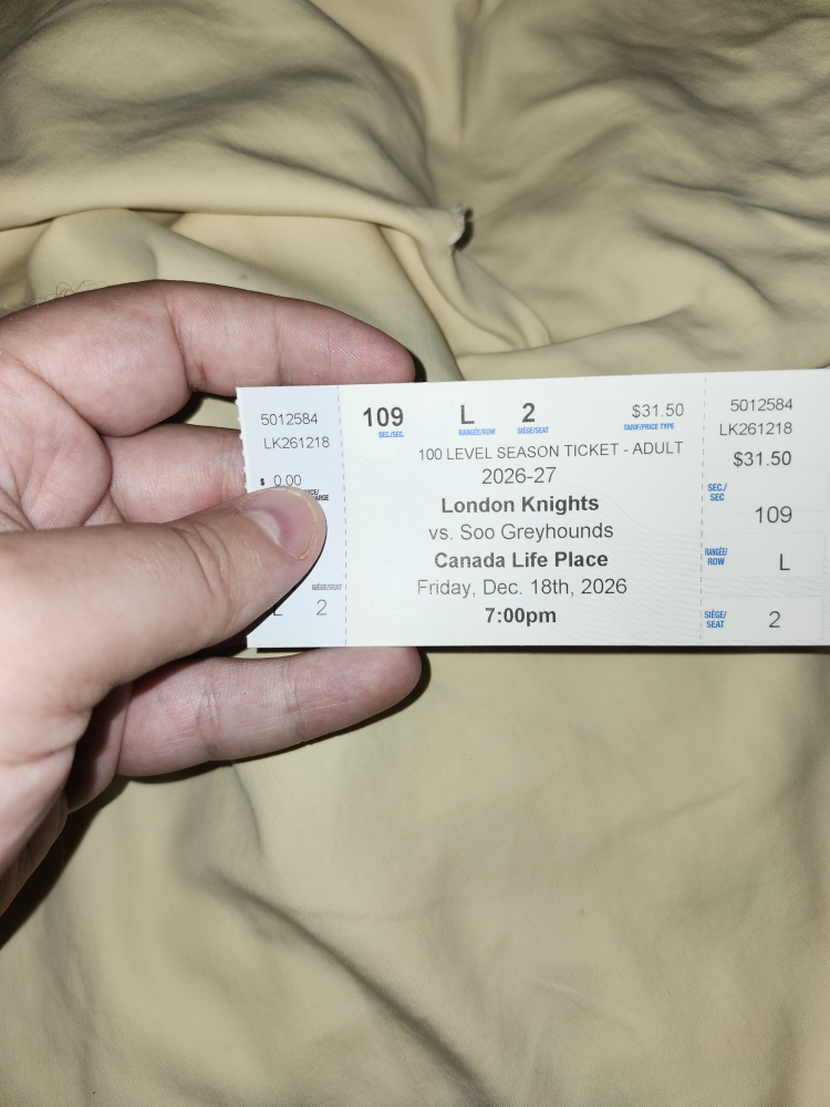 London Knights 100 Level Season Ticket - Dec 18, 2026
