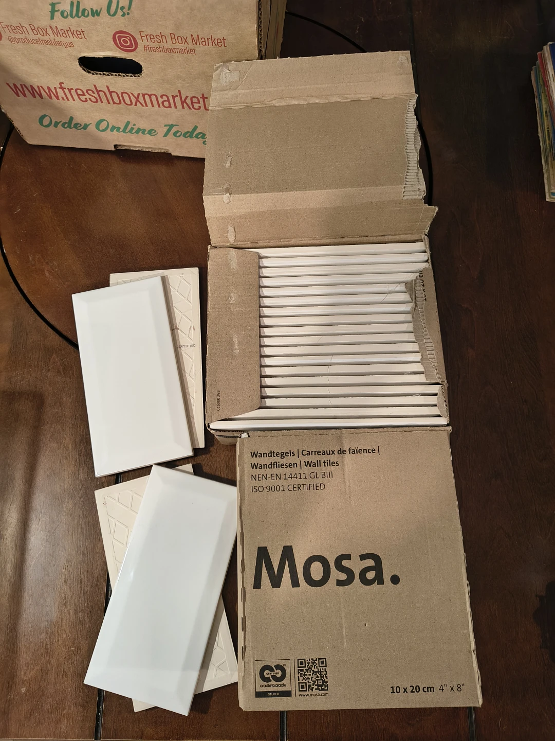 Mosa White Subway Wall Tiles 4" x 8"