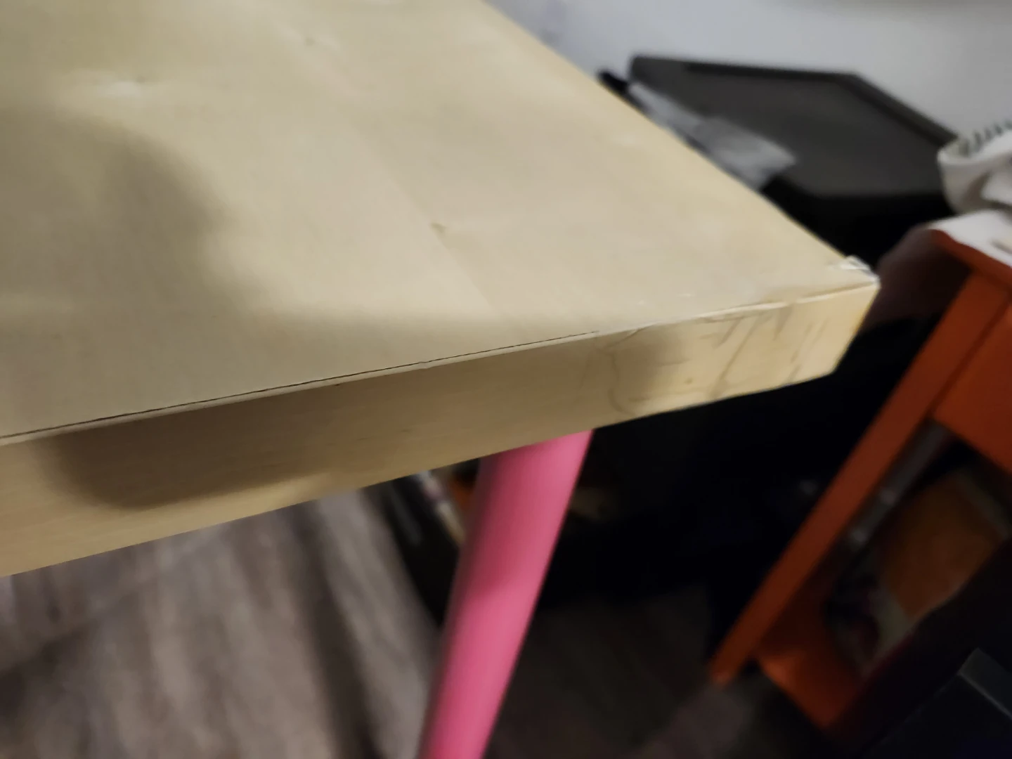 IKEA Wooden desk with pink legs