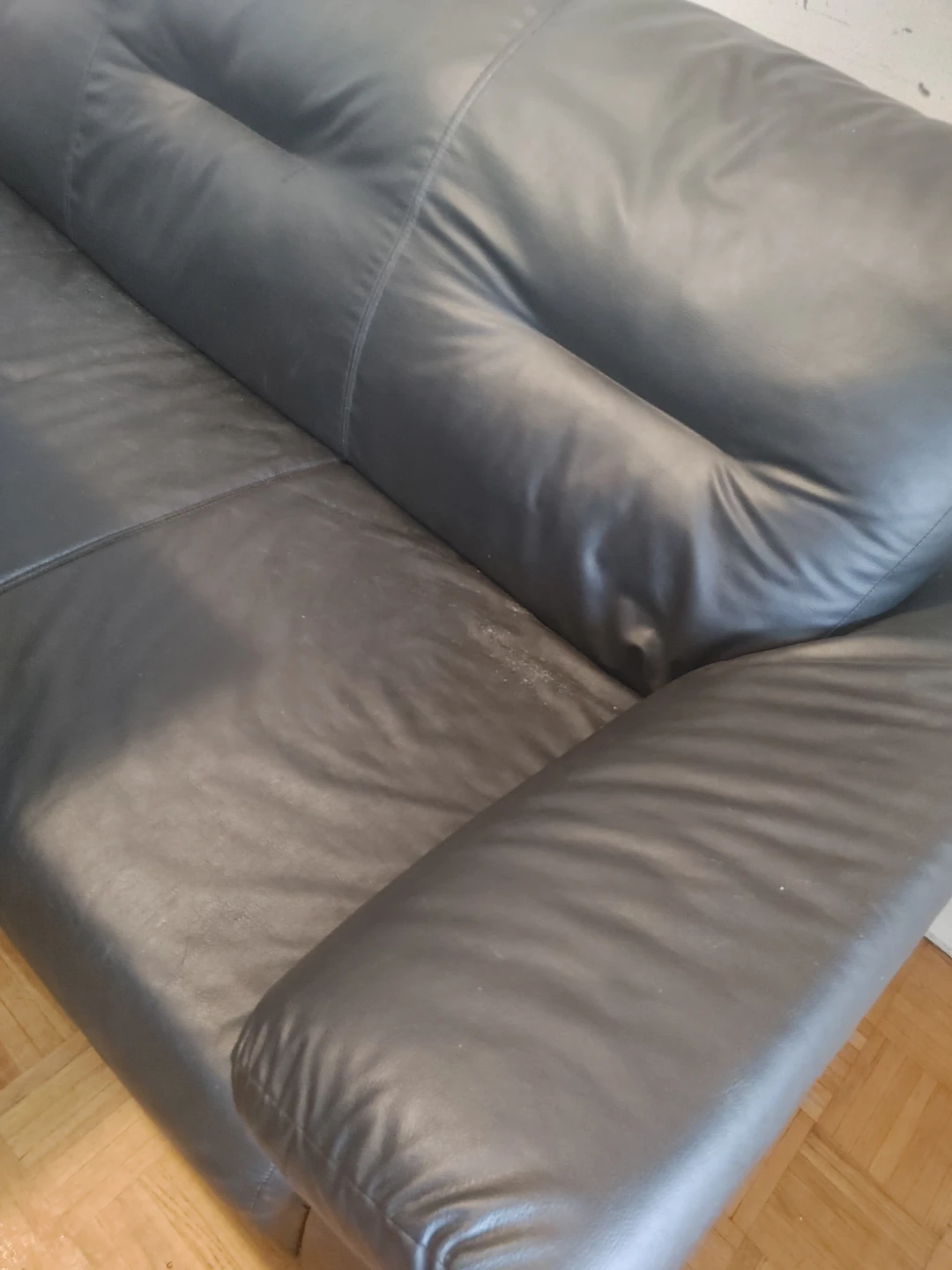 Black Leather Sofa - photo 2