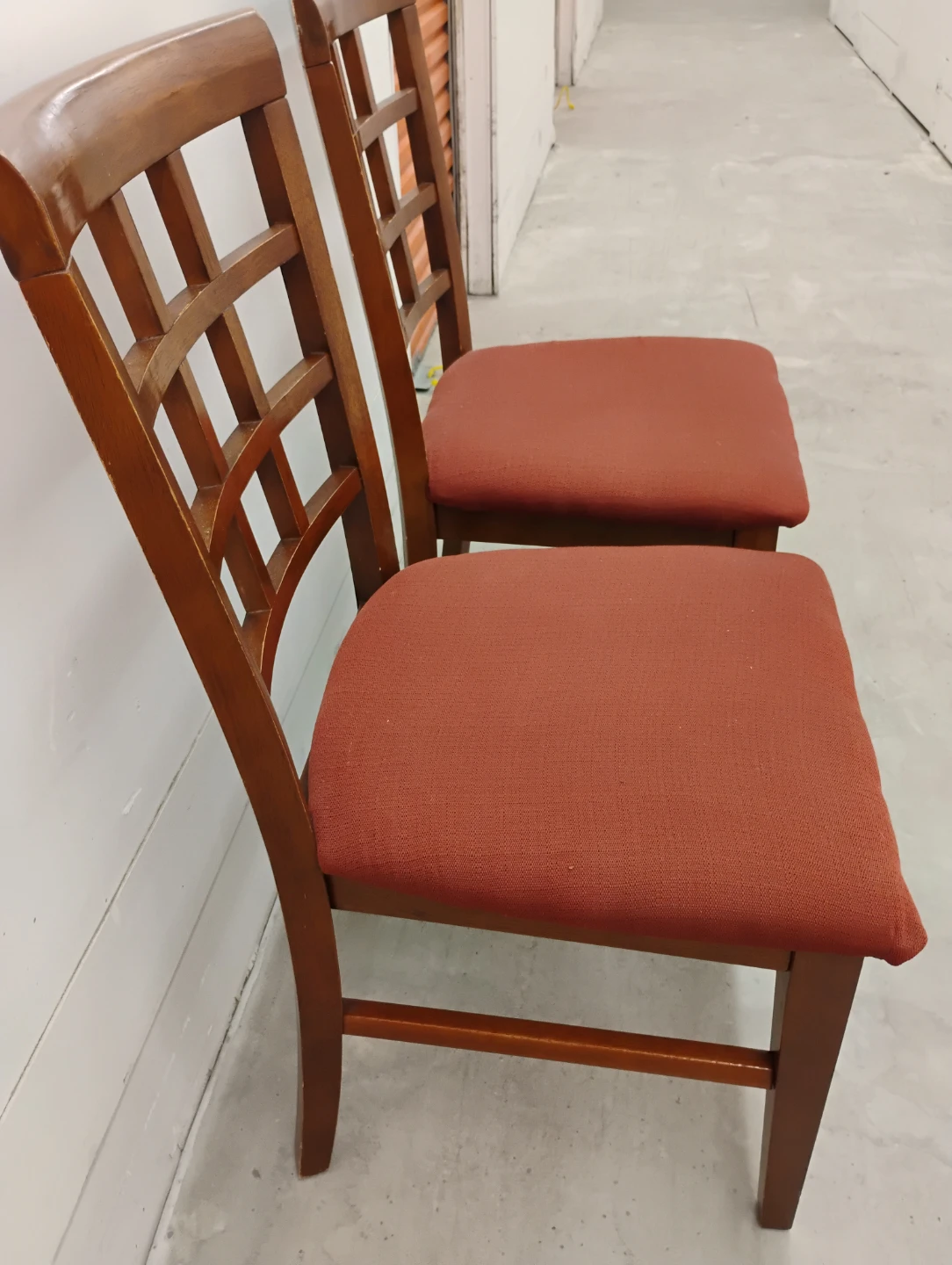 Set of 2 Genuine Wood Dining Chairs with Red Upholstery - photo 2