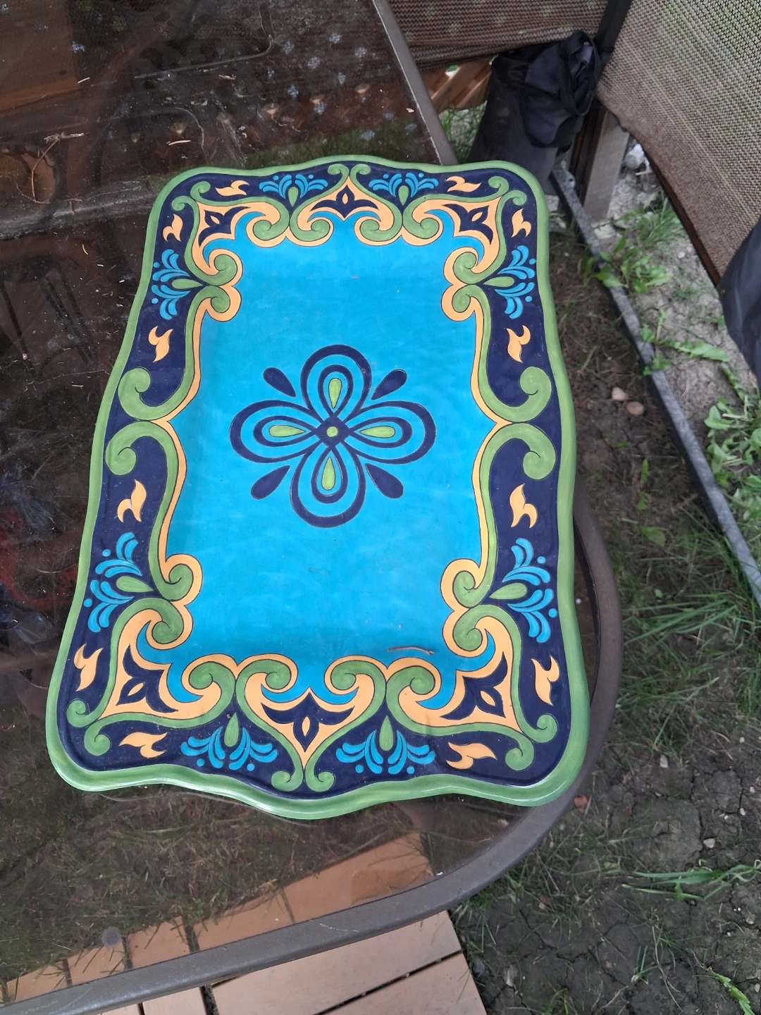 Plastic Tray with Floral Motif