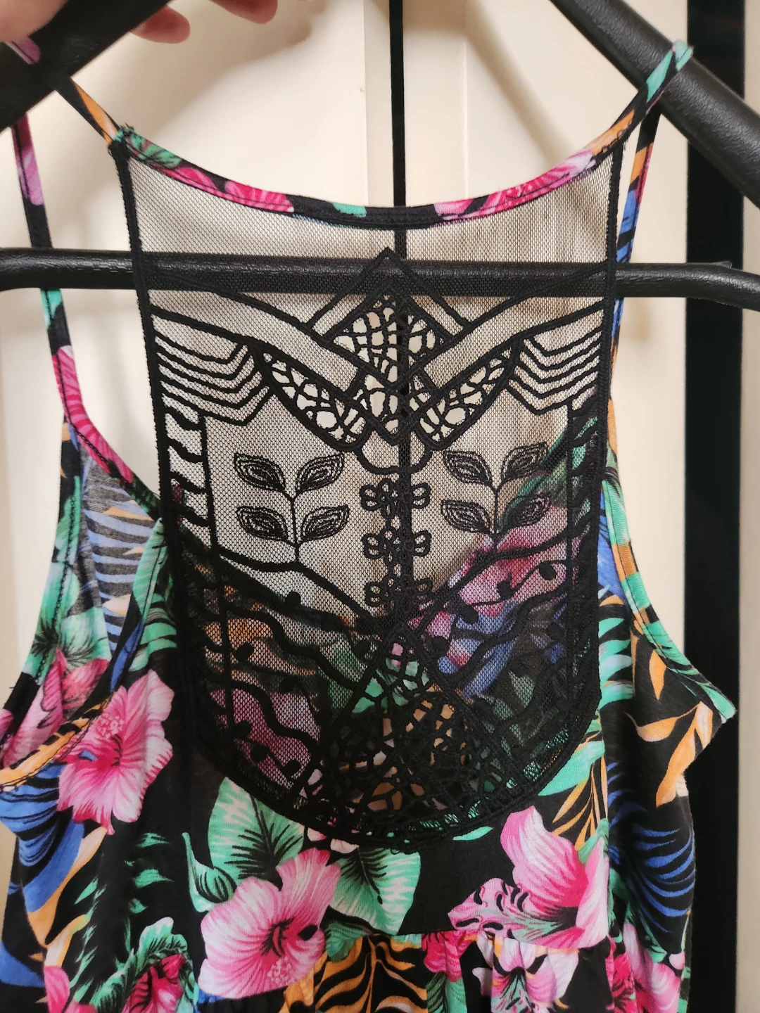Tropical Floral Tank Top with Lace Back - photo 5