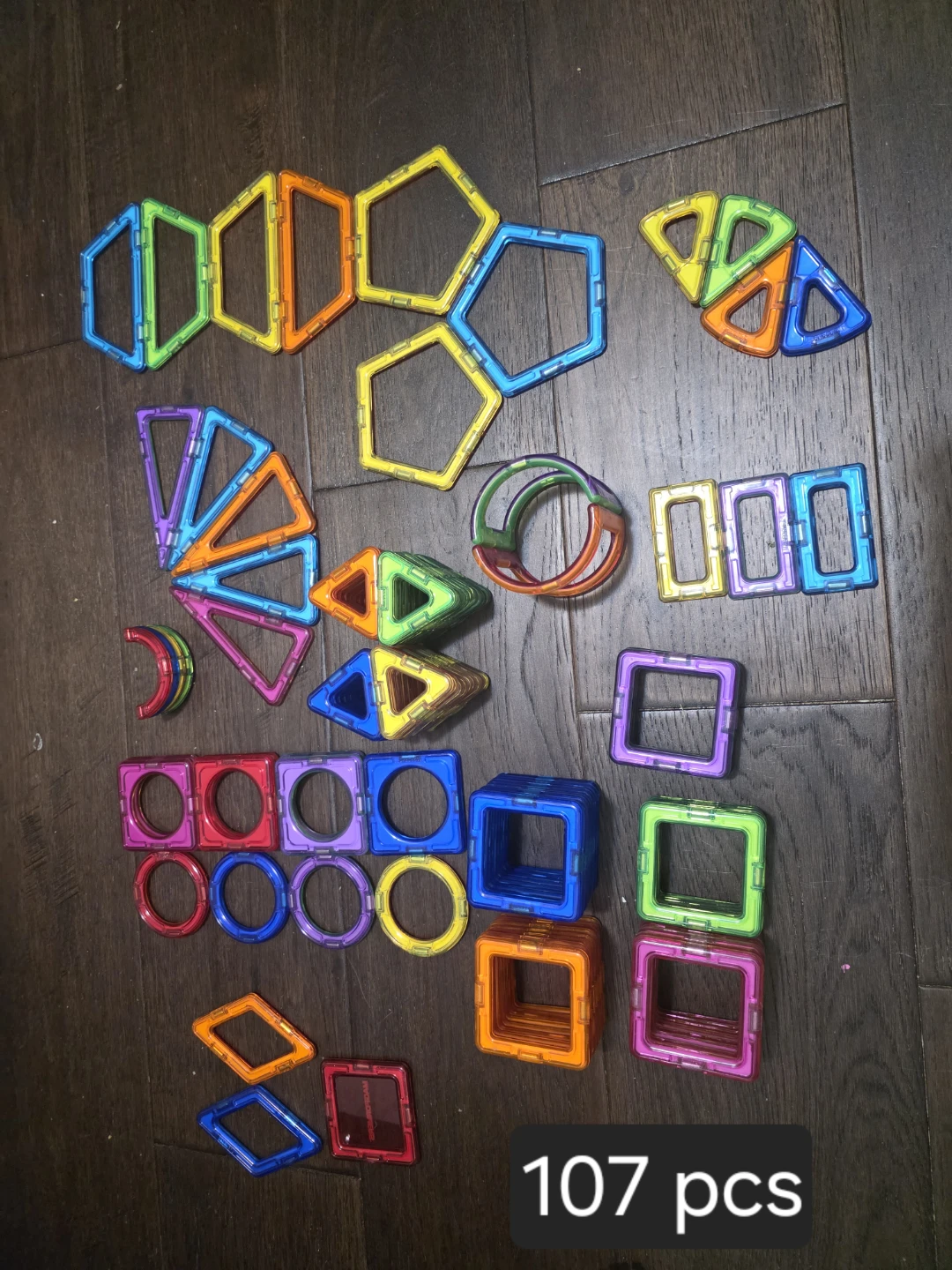 Magnetic Building Tiles Toy Set (107 pcs)