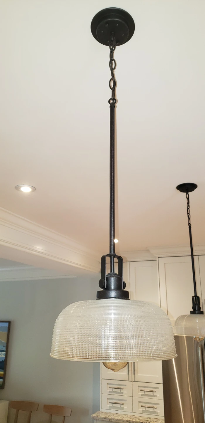 Kitchen Hanging Pendants. Glass, Matte Black rods