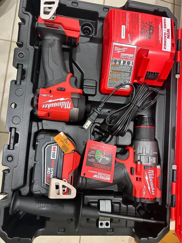 Milwaukee M18 FUEL cordless power tool set.