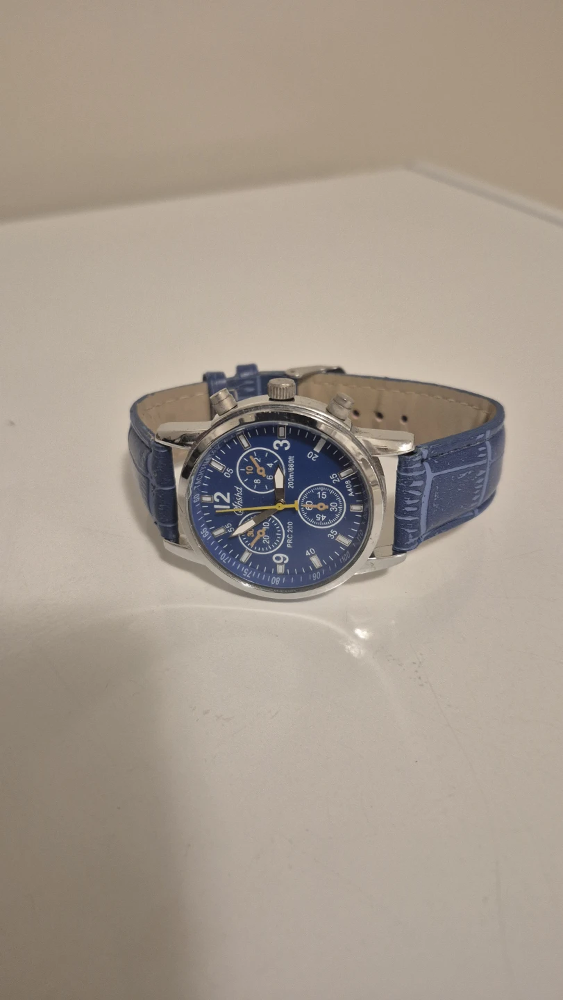 Blue Chronograph Watch with Leather Strap - photo 2