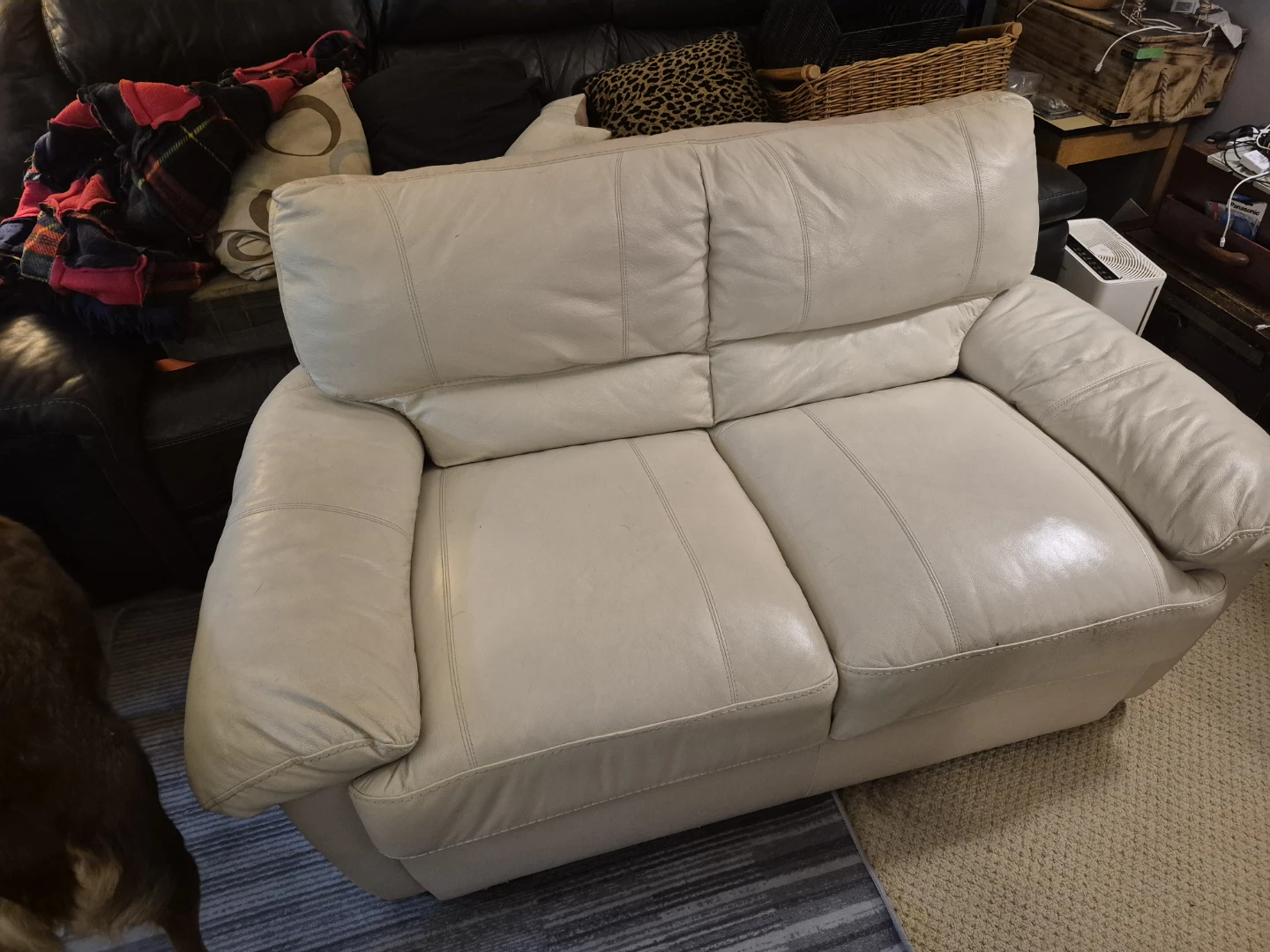 Cream Leather Loveseat Sofa FREE PICK UP TODAY